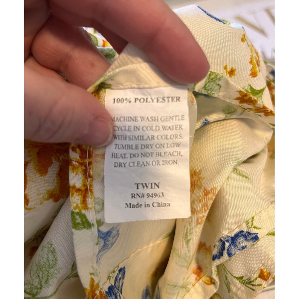 Vintage Floral Twin Sheet Set: Orange & Blue Flowers, 1 Pillowcase - Picture 6 of 8